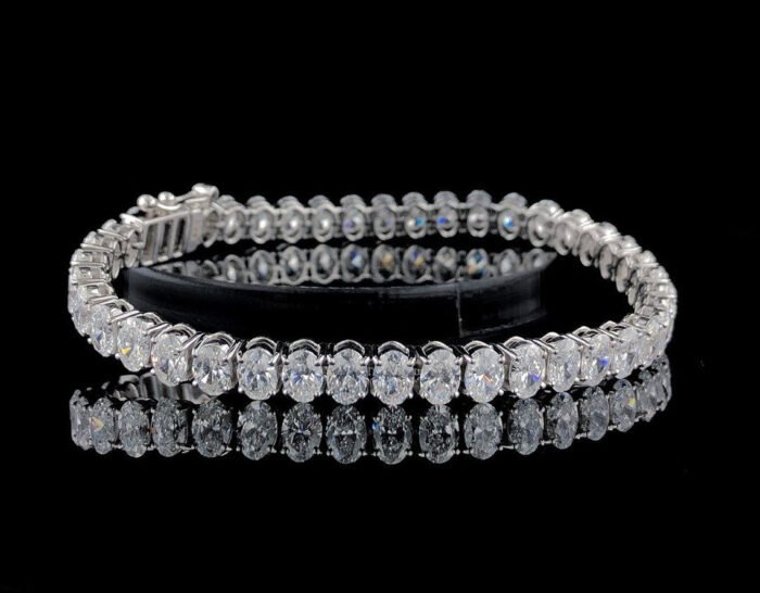 Luxurious White Gold Moissanite Bracelet - Elegant Oval Tennis Style, Perfect Women's Anniversary Gift Jewelry, Gifts for Women - Image 4