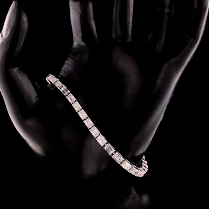 Emerald Cut Moissanite Diamond Tennis Bracelet in White Gold - Luxury Gift for Her, Anniversary Jewelry - Image 5