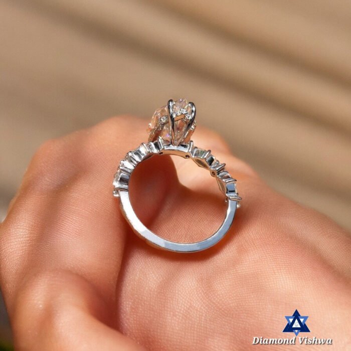 3.30 CT Dutch Marquise Cut Moissanite Hidden Halo Engagement Ring with Claw Prongs - Image 5