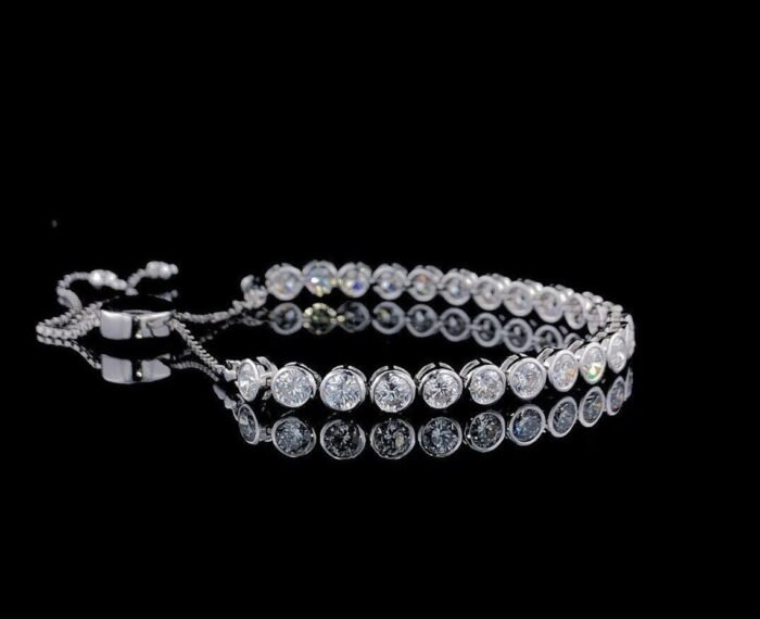 Adjustable Moissanite Diamond Bolo Bracelet - Round Slider Design, Perfect for Everyday Wear, Chic Gift for Her - Image 3