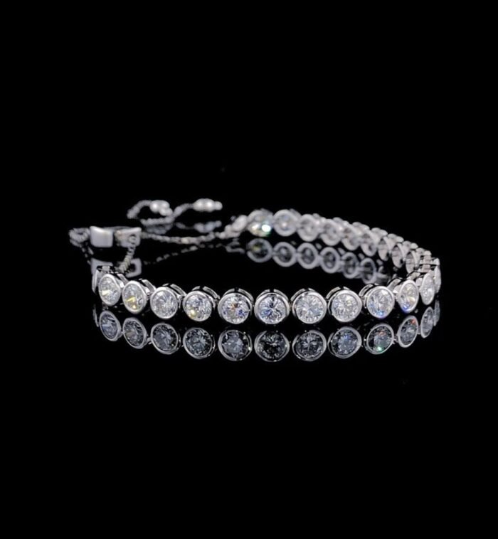 Adjustable Moissanite Diamond Bolo Bracelet - Round Slider Design, Perfect for Everyday Wear, Chic Gift for Her - Image 6