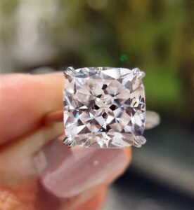 Cushion Cut Moissanite Engagement Ring, Hidden Halo Crushed Ice Style, Elegant Proposal Ring for Women, Unique Bridal Gift