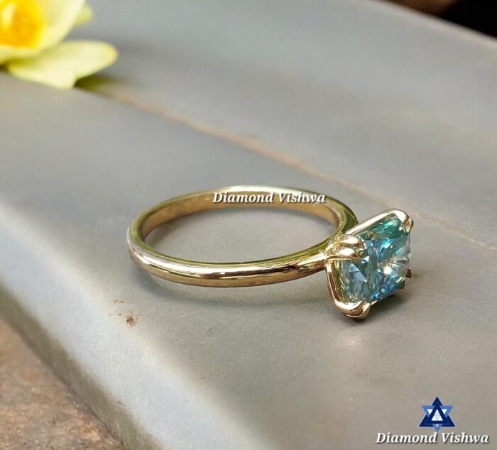 1.62 Carat Green Radiant Moissanite East-West Solitaire Ring | Double Claw Prong Setting | Engagement Wedding Bridal Jewelry - Image 4