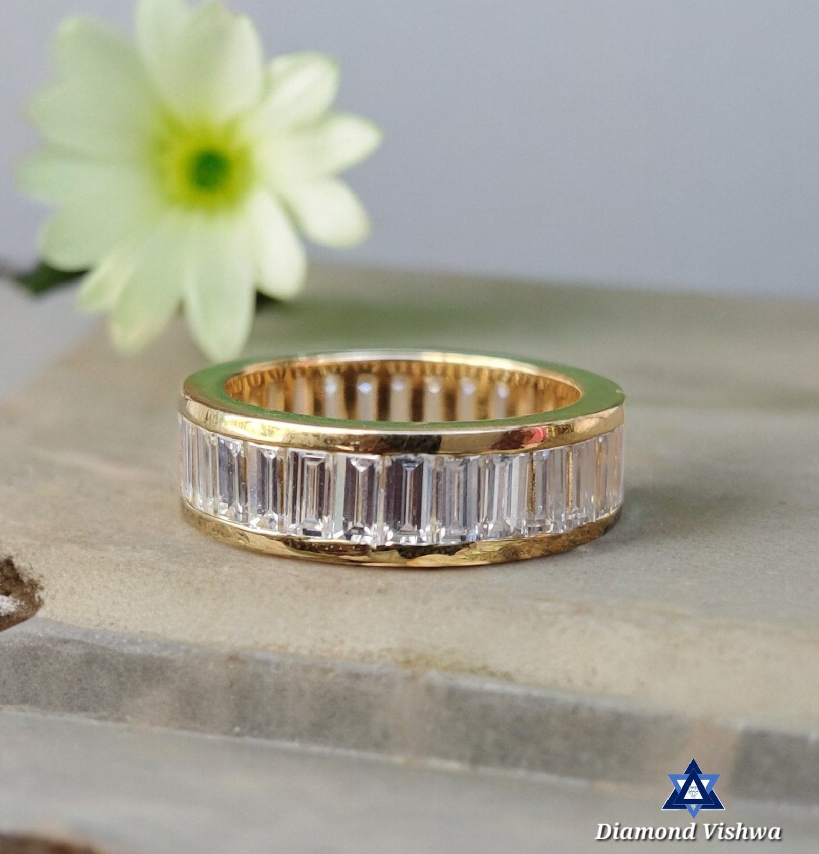 il_fullxfull.2195872862_1ony-Photoroom 4x2mm Baguette Moissanite Eternity Band - 14K Yellow Gold Channel Set - Image 1