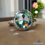 3.40 CT Round Rose Cut Aqua Blue Moissanite Solitaire Bezel Set Engagement Wedding Ring