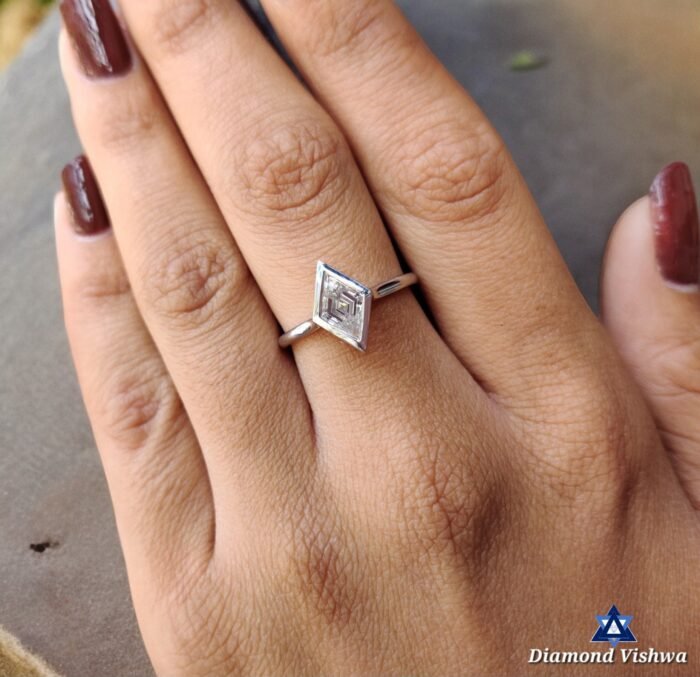 Antique 1.05 CT Lozenge Moissanite Solitaire Ring | Near Colorless Bezel Set | Unique Engagement Wedding Anniversary Gift - Image 6