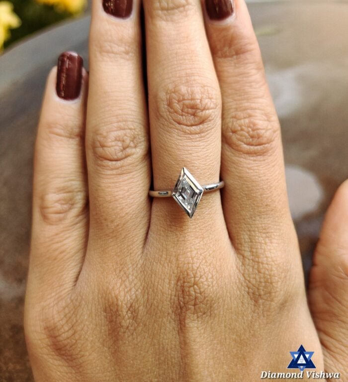 Antique 1.05 CT Lozenge Moissanite Solitaire Ring | Near Colorless Bezel Set | Unique Engagement Wedding Anniversary Gift - Image 5