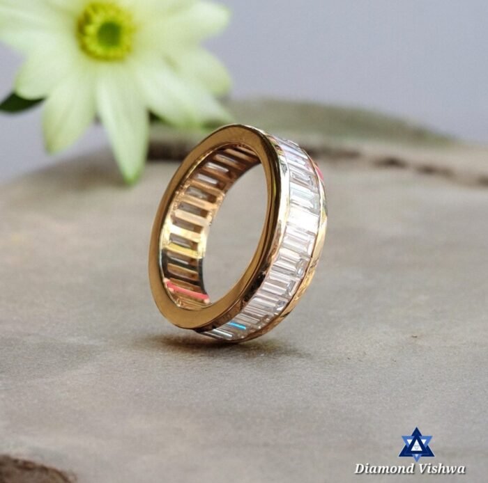 4x2mm Baguette Moissanite Eternity Band - 14K Yellow Gold Channel Set - Image 5