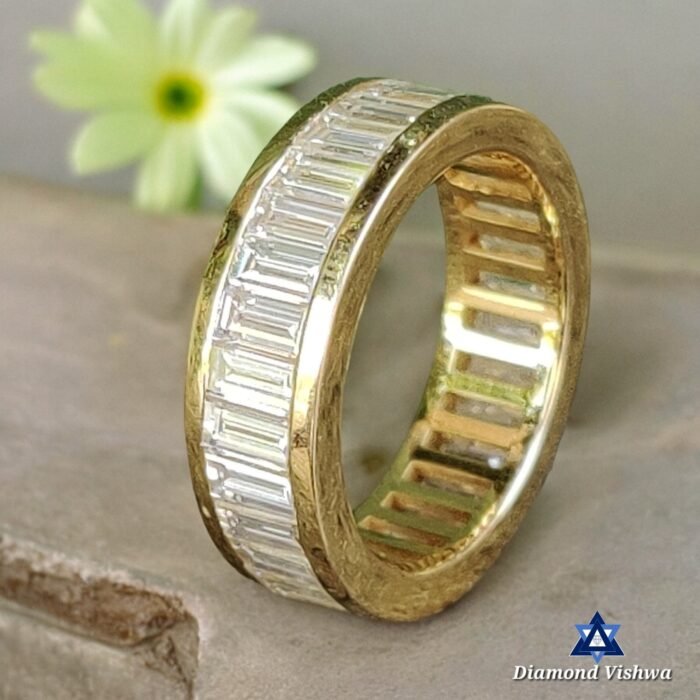 4x2mm Baguette Moissanite Eternity Band - 14K Yellow Gold Channel Set - Image 3