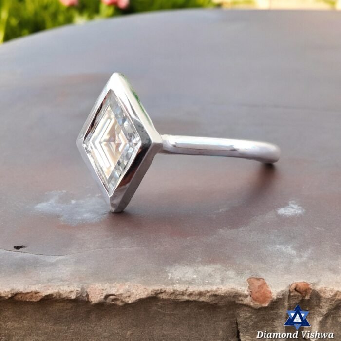 Antique 1.05 CT Lozenge Moissanite Solitaire Ring | Near Colorless Bezel Set | Unique Engagement Wedding Anniversary Gift - Image 2