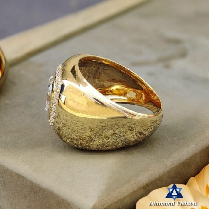 4 CT Cushion Colorless Moissanite Men's Ring - Flush Setting Gold Band - Image 6