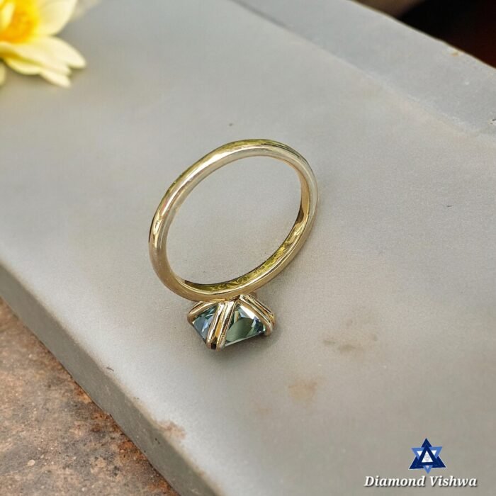 1.62 Carat Green Radiant Moissanite East-West Solitaire Ring | Double Claw Prong Setting | Engagement Wedding Bridal Jewelry - Image 2