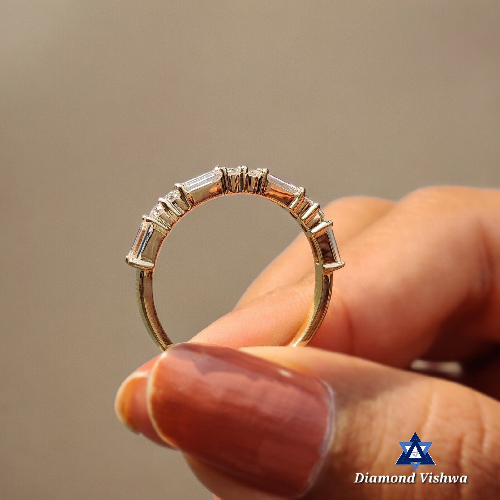 il_fullxfull.2680281197_9tsz-Photoroom 0.64 TCW Baguette & Round Moissanite Half Eternity Wedding Band in Yellow Gold - Image 1