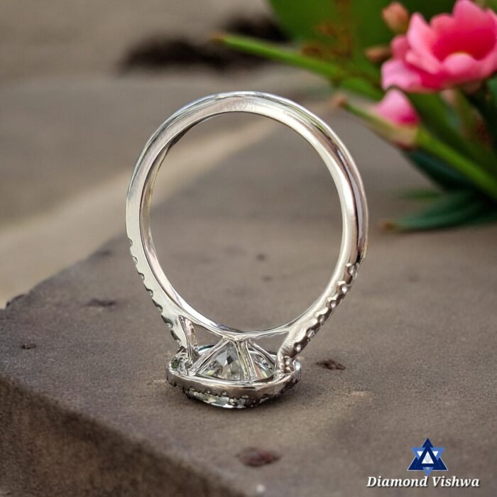 Cushion Crushed Ice Moissanite Ring | 2.62 CT Halo Pavé Cathedral - Image 8