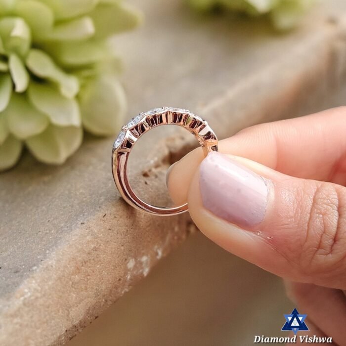 1.5 CT Round Lab Grown Diamond Bezel Ring - 14K Rose Gold Wedding Band - Image 5