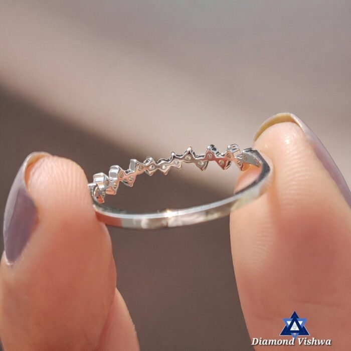 1.30mm Colorless Lab Grown Diamond Zigzag Eternity Band Stacking Ring - Image 5