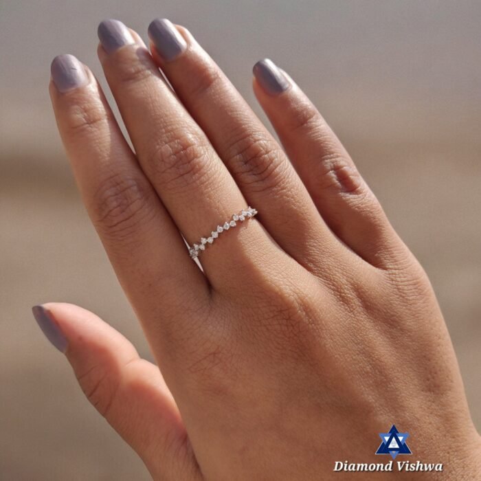 1.30mm Colorless Lab Grown Diamond Zigzag Eternity Band Stacking Ring - Image 3