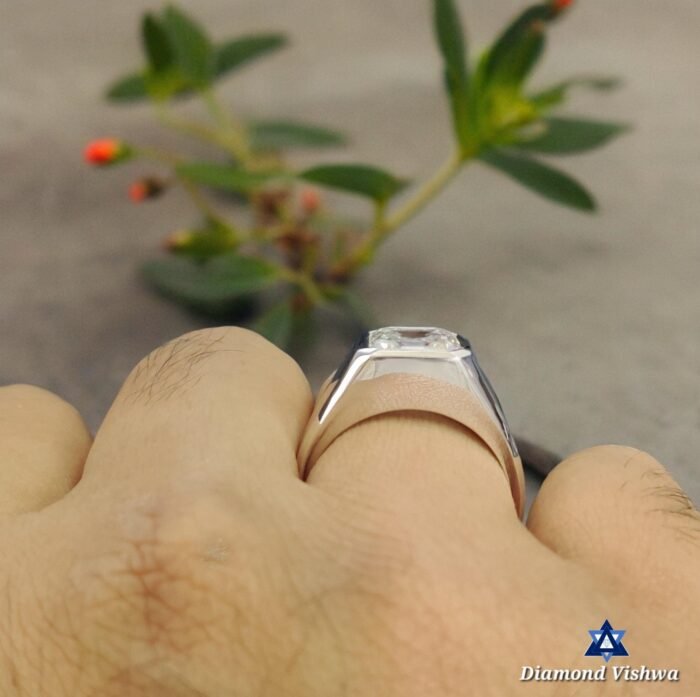 4.42 CT Asscher Moissanite Men's Bezel Solitaire Ring, Engagement Wedding Anniversary - Image 8