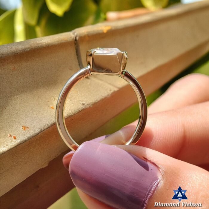 3.63 CT Portrait Colorless Moissanite Bezel Set Solitaire Ring - Image 7