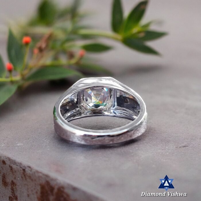 4.42 CT Asscher Moissanite Men's Bezel Solitaire Ring, Engagement Wedding Anniversary - Image 5
