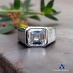 4.42 CT Asscher Moissanite Men's Bezel Solitaire Ring, Engagement Wedding Anniversary