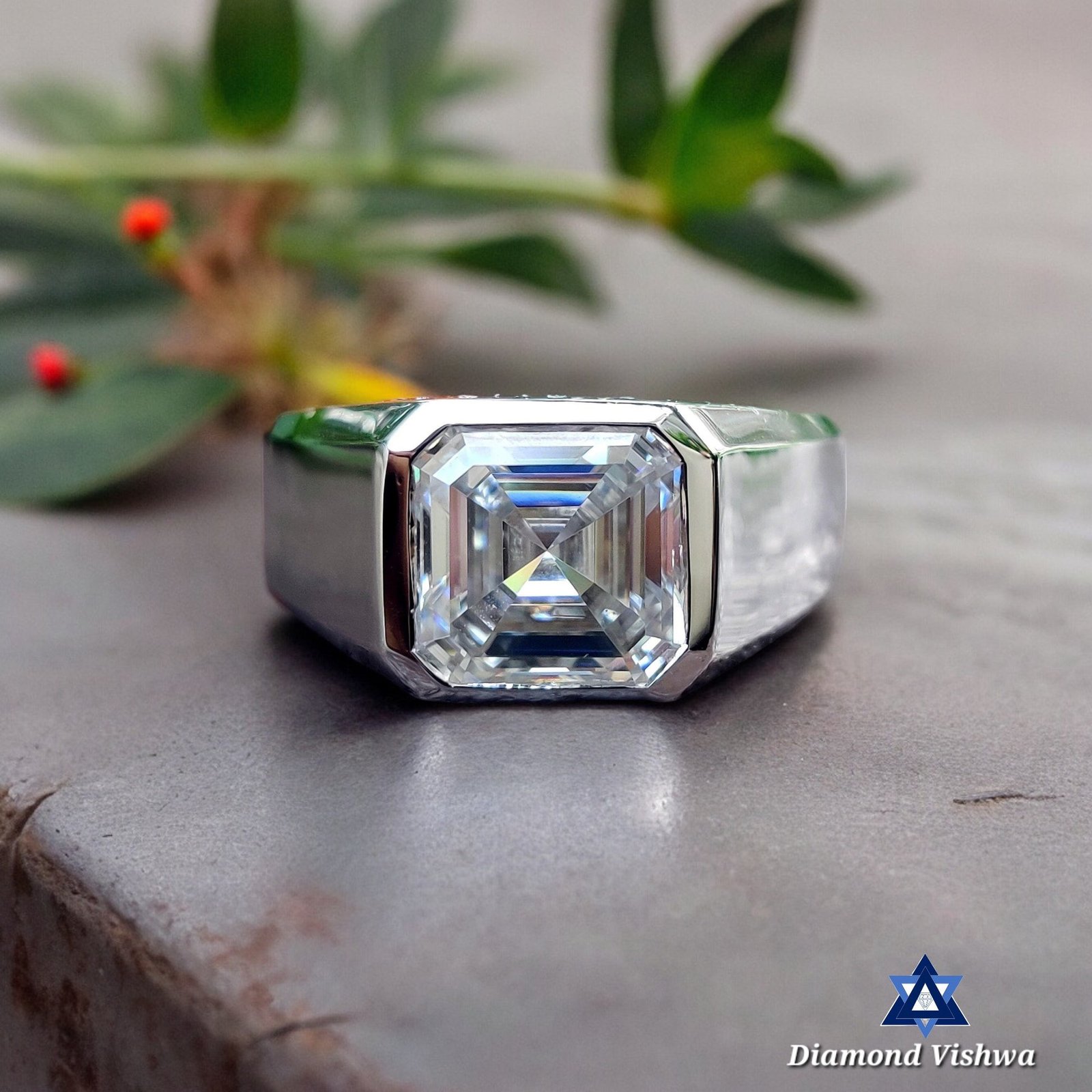 il_fullxfull.3187821735_e7y4-Photoroom 4.42 CT Asscher Moissanite Men's Bezel Solitaire Ring, Engagement Wedding Anniversary - Image 1