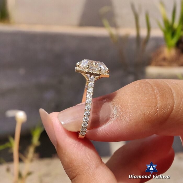 Old European Cut Moissanite Ring – Octagonal Halo Antique Style - Image 4