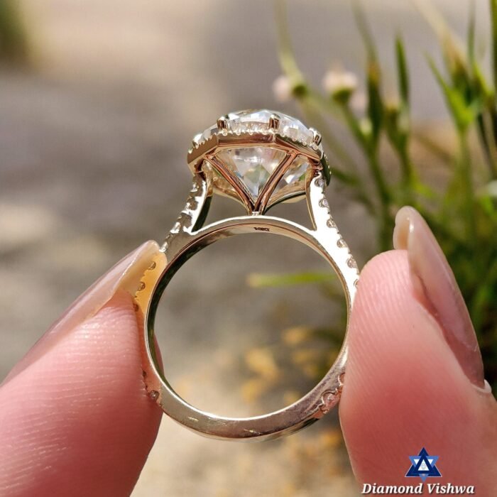 Old European Cut Moissanite Ring – Octagonal Halo Antique Style - Image 7