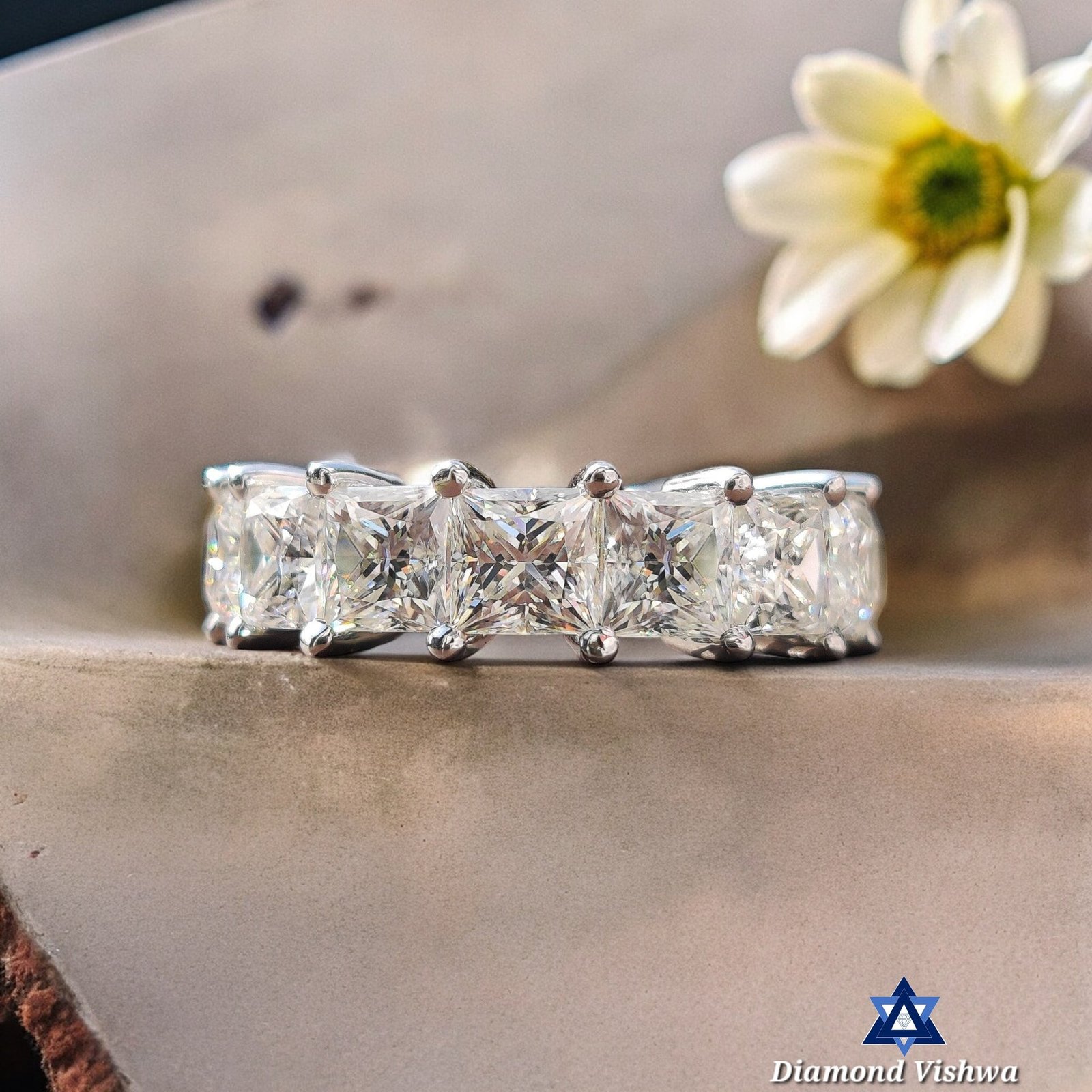 il_fullxfull.3436006070_cmmn-Photoroom 5mm Princess Cut Colorless Moissanite Eternity Band 9.62-14.80 CTW | White/Yellow/Rose Gold Anniversary Wedding Ring Gift - Image 1