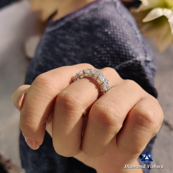 5mm Princess Cut Colorless Moissanite Eternity Band 9.62-14.80 CTW | White/Yellow/Rose Gold Anniversary Wedding Ring Gift - Image 5