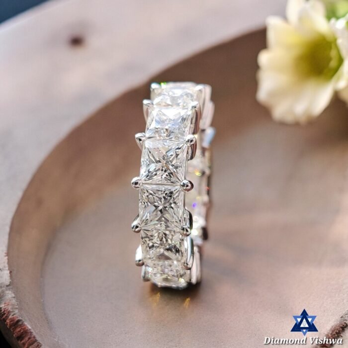 5mm Princess Cut Colorless Moissanite Eternity Band 9.62-14.80 CTW | White/Yellow/Rose Gold Anniversary Wedding Ring Gift - Image 4