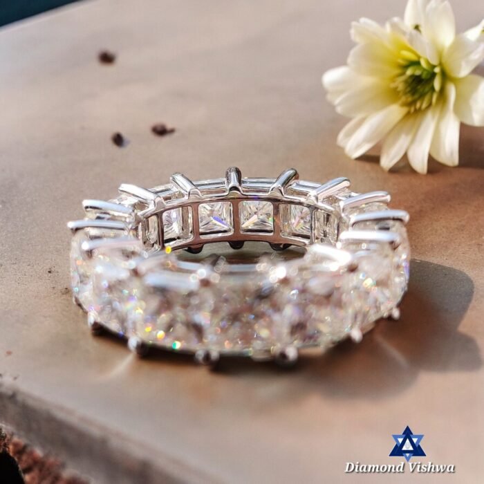 5mm Princess Cut Colorless Moissanite Eternity Band 9.62-14.80 CTW | White/Yellow/Rose Gold Anniversary Wedding Ring Gift - Image 2