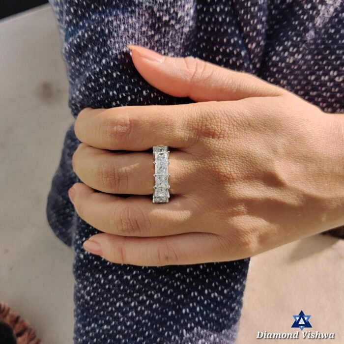 5mm Princess Cut Colorless Moissanite Eternity Band 9.62-14.80 CTW | White/Yellow/Rose Gold Anniversary Wedding Ring Gift - Image 6