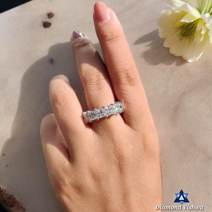 5mm Princess Cut Colorless Moissanite Eternity Band 9.62-14.80 CTW | White/Yellow/Rose Gold Anniversary Wedding Ring Gift - Image 8