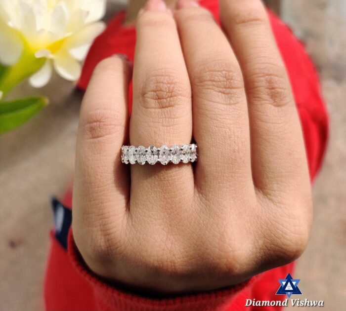 5x3mm Oval Cut Colorless Moissanite Eternity Band 3.45-6.21 CTW | Stackable Matching Wedding Anniversary Ring Gift - Image 4