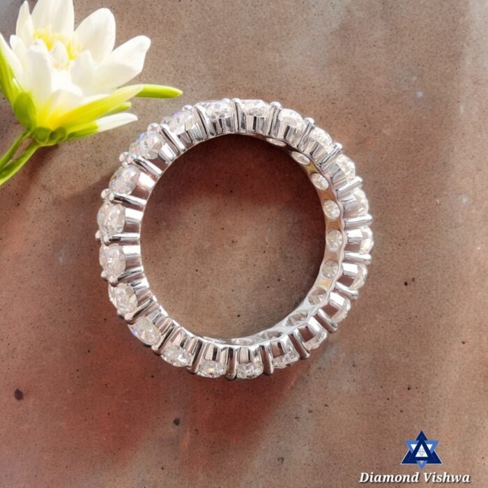 5x3mm Oval Cut Colorless Moissanite Eternity Band 3.45-6.21 CTW | Stackable Matching Wedding Anniversary Ring Gift - Image 2