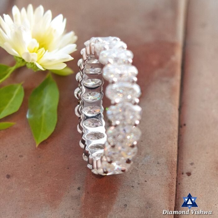 5x3mm Oval Cut Colorless Moissanite Eternity Band 3.45-6.21 CTW | Stackable Matching Wedding Anniversary Ring Gift - Image 3