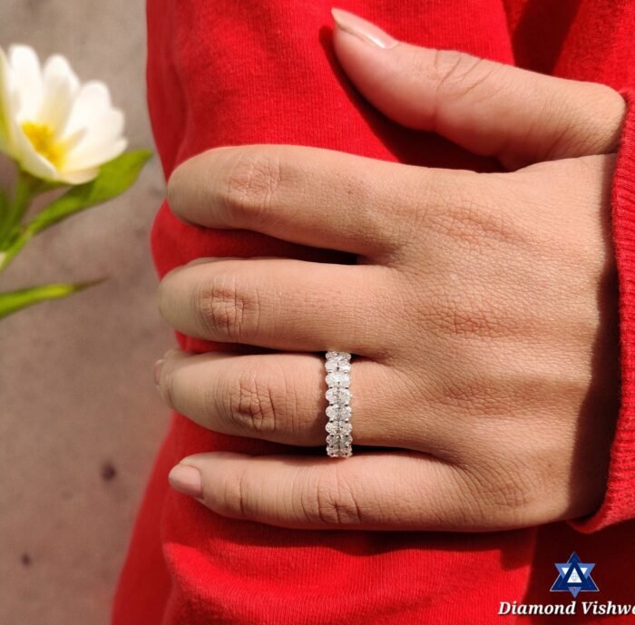 5x3mm Oval Cut Colorless Moissanite Eternity Band 3.45-6.21 CTW | Stackable Matching Wedding Anniversary Ring Gift - Image 6