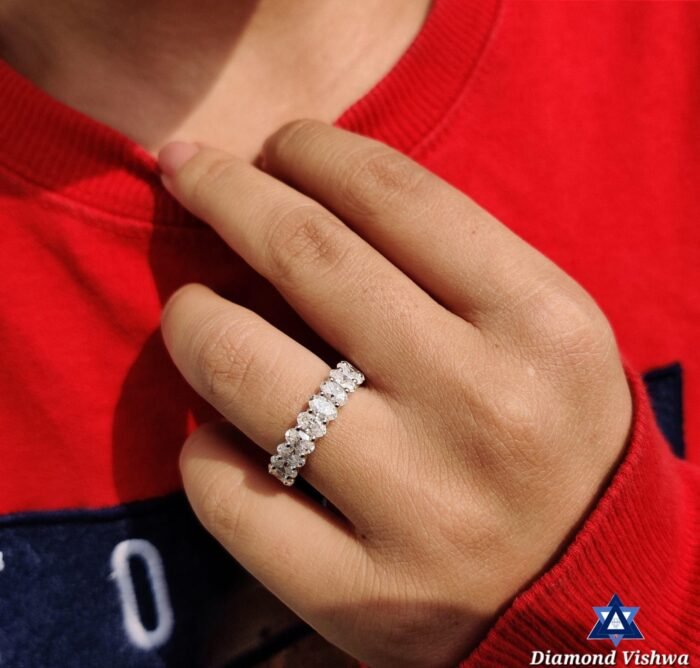 5x3mm Oval Cut Colorless Moissanite Eternity Band 3.45-6.21 CTW | Stackable Matching Wedding Anniversary Ring Gift - Image 7