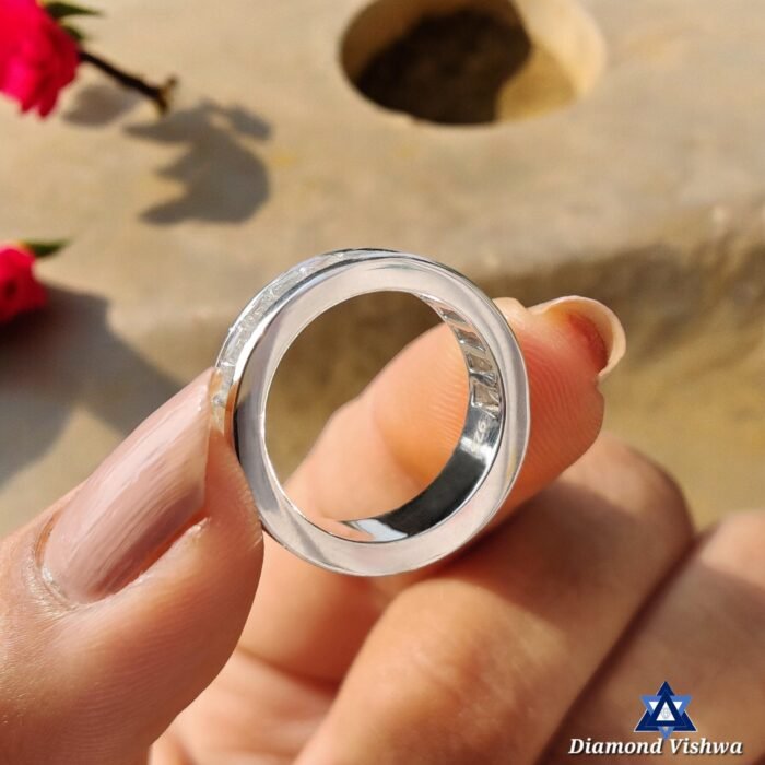 2 CT Straight Baguette Lab Grown Diamond Channel Set Wedding Band, Half Eternity band - Image 5