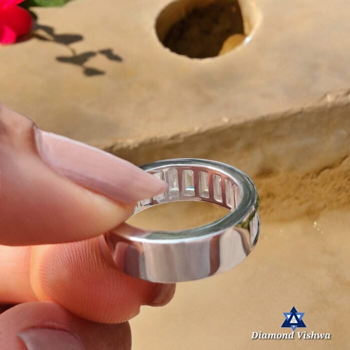 2 CT Straight Baguette Lab Grown Diamond Channel Set Wedding Band, Half Eternity band - Image 4