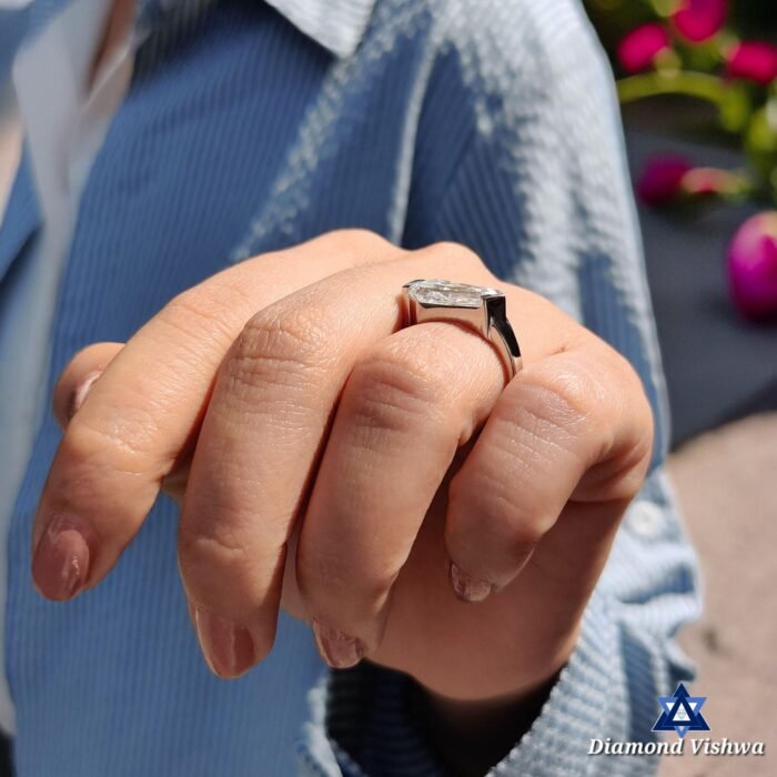 3.30 CT Colorless Antique Shield Cut Moissanite Solitaire East West Engagement Ring | Wedding Bridal Jewelry Gift for Her - Image 2