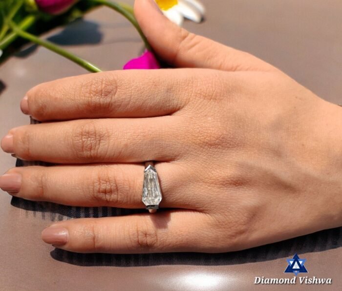 3.30 CT Colorless Antique Shield Cut Moissanite Solitaire East West Engagement Ring | Wedding Bridal Jewelry Gift for Her - Image 4