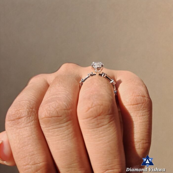 1.50 CT Oval Step Cut Moissanite Engagement Ring with Distance Pave - Handcrafted Bridal Jewelry - Image 7