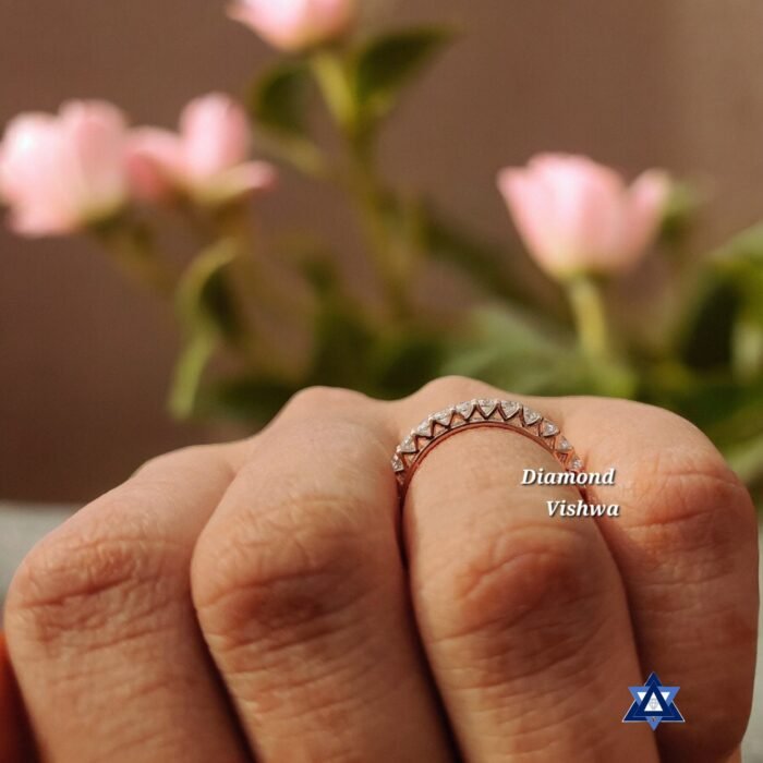 2.3mm Round Lab Grown Diamond Shared Prong Eternity Wedding Band - Rose Gold - Image 4