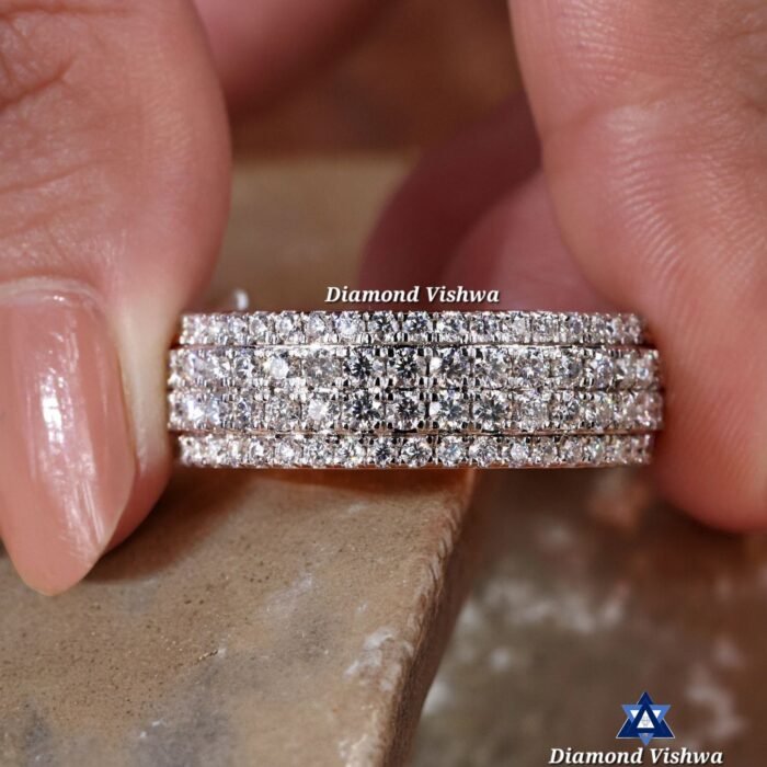 Men’s 4-Row Lab Grown Diamond Wedding Band Ring - Image 3