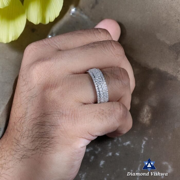 Men’s 4-Row Lab Grown Diamond Wedding Band Ring - Image 5