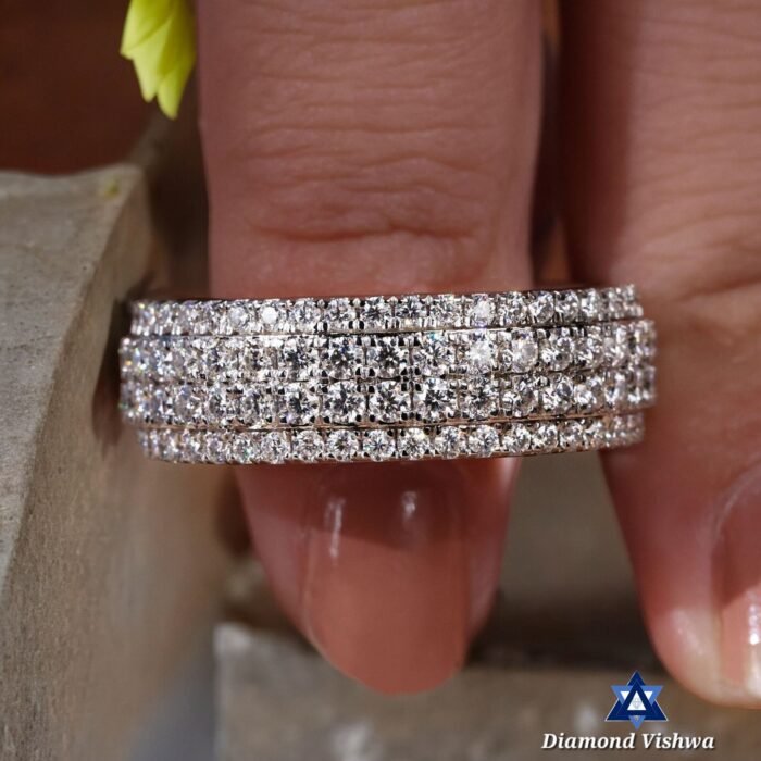 Men’s 4-Row Lab Grown Diamond Wedding Band Ring - Image 4