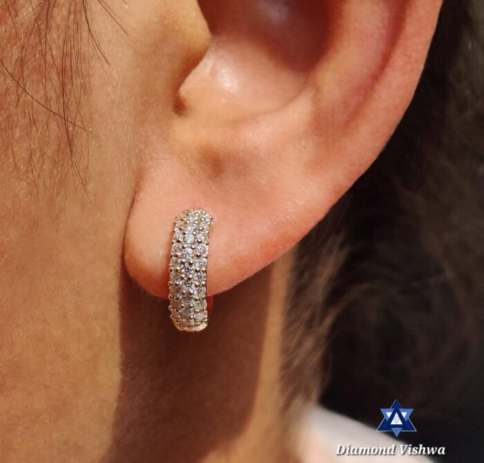 0.66 CT Round Brilliant Colorless Lab Grown Diamond Hoop Earrings - Wedding Bridal Jewelry in White/Rose/Yellow Gold - Image 3