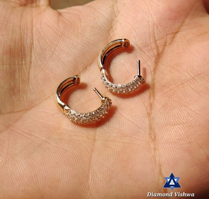 0.66 CT Round Brilliant Colorless Lab Grown Diamond Hoop Earrings - Wedding Bridal Jewelry in White/Rose/Yellow Gold - Image 4